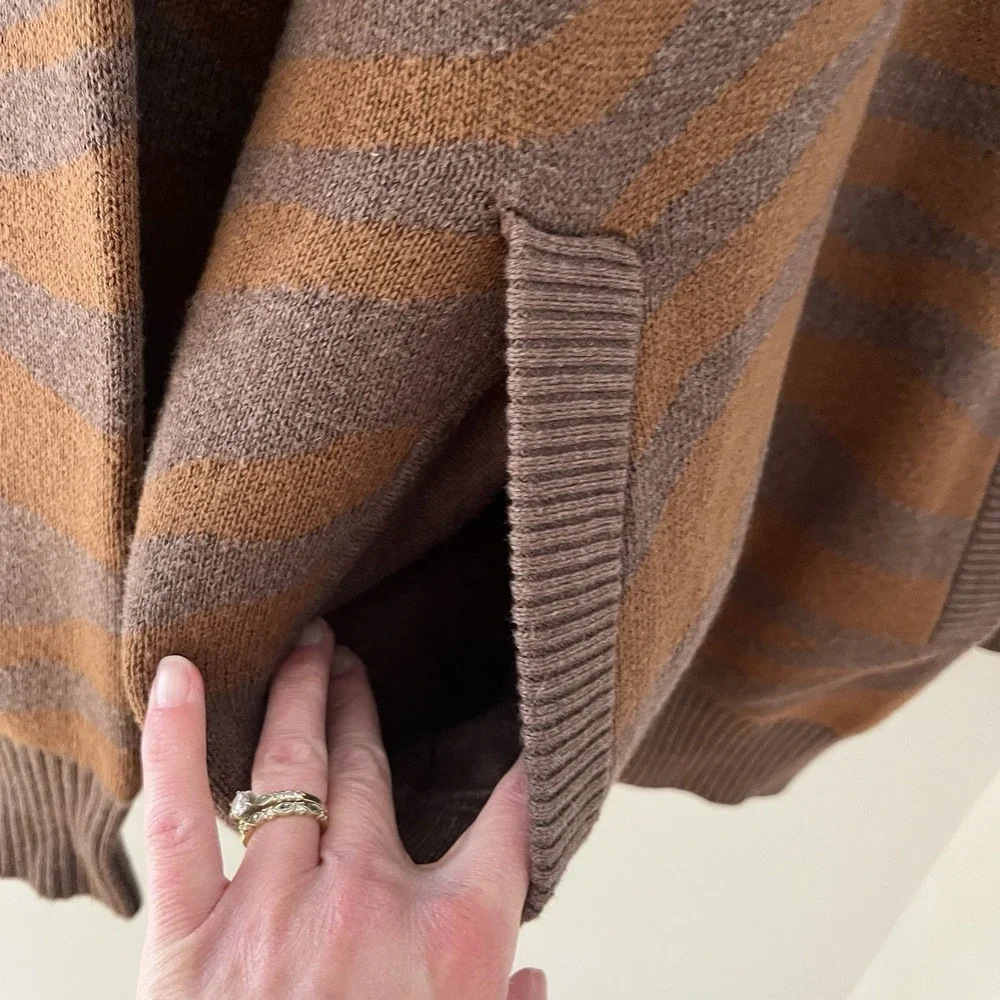 Varley Mayberry Wool zebra print zip front knit cardigan Brown Motif Size M‎